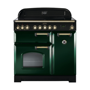 114240 CLASSIC Deluxe 90cm Ceramic Range Cooker, Racing Green/Brass Trim
