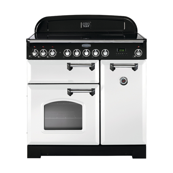 114270 CLASSIC Deluxe 90cm Ceramic Range Cooker, White/Chrome Trim