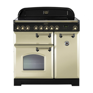90280 CLASSIC Deluxe 90cm Induction Range Cooker, Cream/Brass Trim