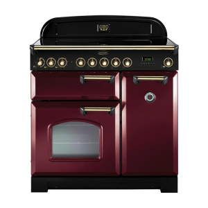 90290 CLASSIC Deluxe 90cm Induction Range Cooker, Cranberry/Brass Trim