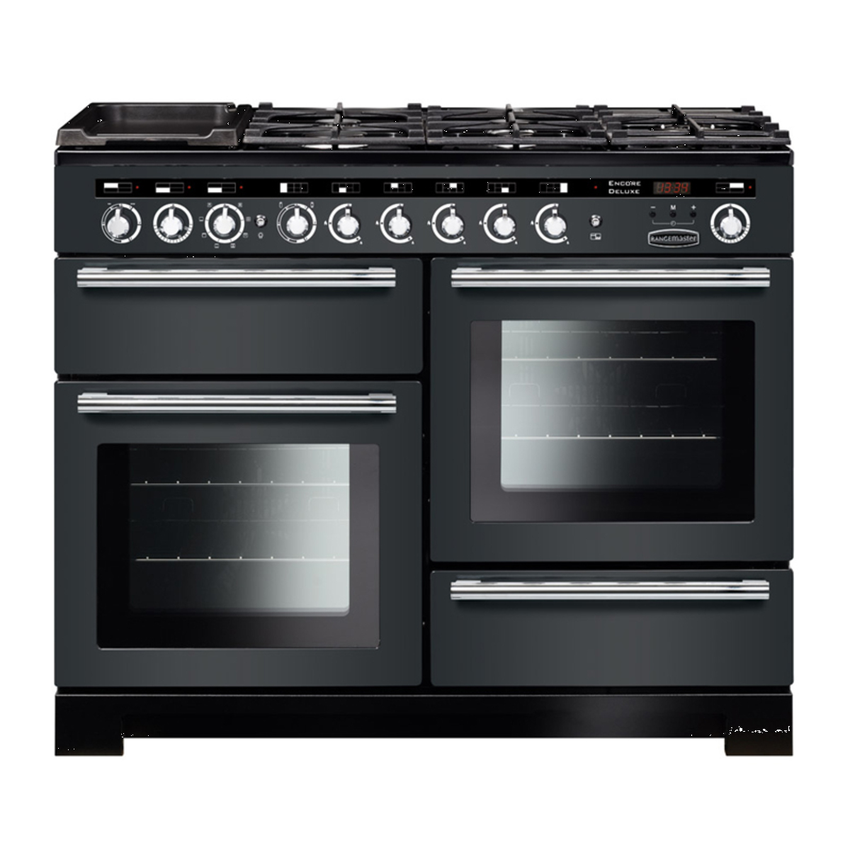 117270 ENCORE Deluxe 110cm Dual Fuel Range Cooker, Slate/Chrome Trim