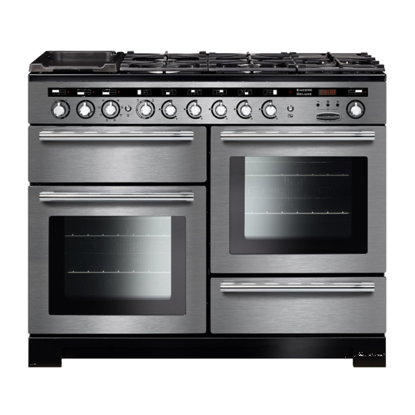 117290 ENCORE Deluxe 110cm Dual Fuel Range Cooker, Stainless Steel/Chrome Trim