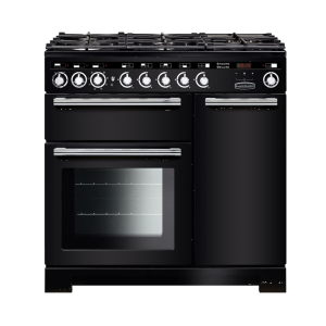 117180 ENCORE Deluxe 90cm Dual Fuel Range Cooker, Black/Chrome Trim