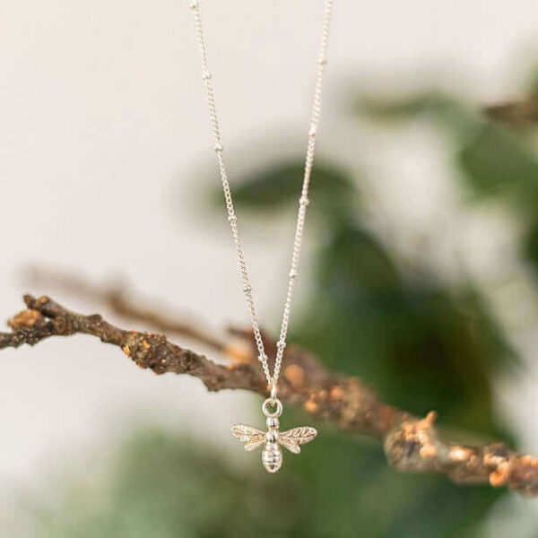 Silver Bee Necklace | Chain Style: Satellite Chain | Chain Length: 20 Inch