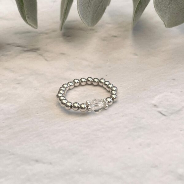 Silver Crystal Ring | Metal: Sterling Silver | Ring Size: 7cm