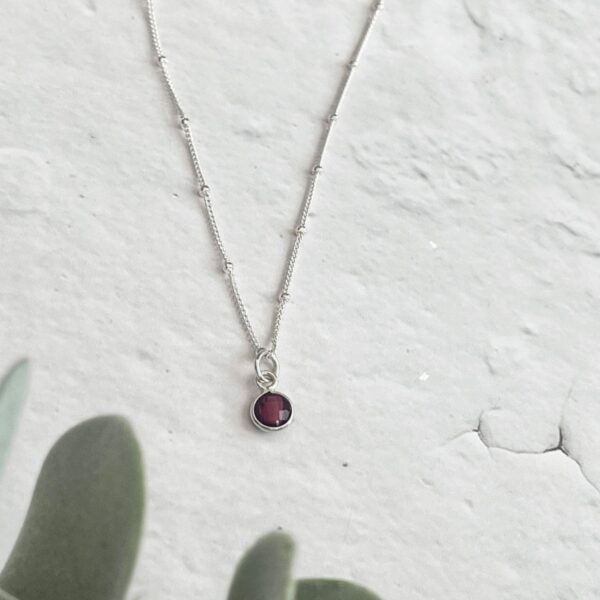 Silver Garnet Necklace | Metal: Sterling Silver | Chain Length: 20 Inch