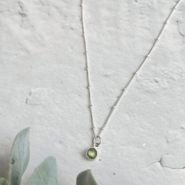 Silver Peridot Birthstone Necklace | Metal: Sterling Silver | Necklace Length: 20 Inch