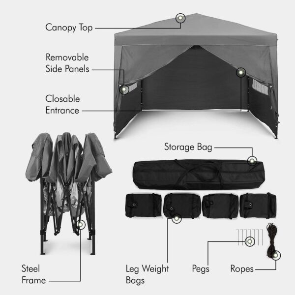 Slate Grey Pop-up Gazebo Set 3 x 3m - Image 4