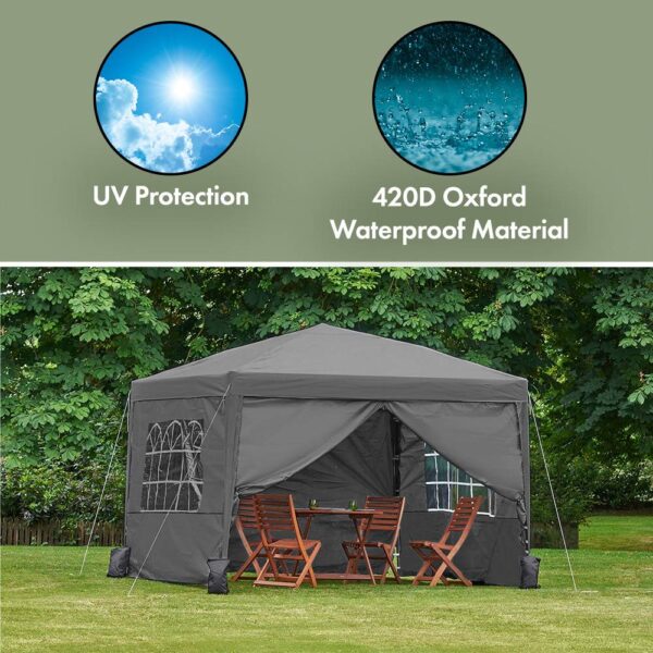 Slate Grey Pop-up Gazebo Set 3 x 3m - Image 2