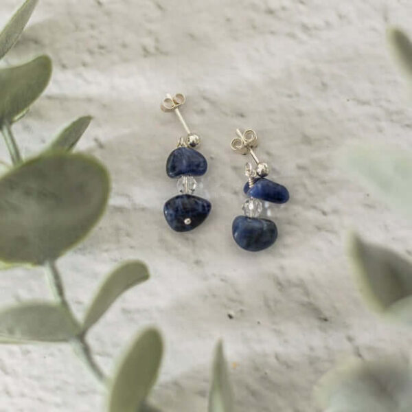 Sodalite Gemstone Earrings | Metal: Sterling Silver