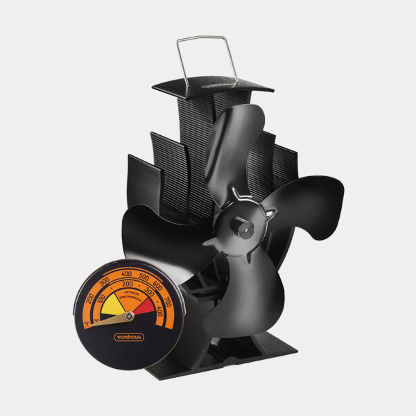 4 Blade Stove Fan with Temperature Gauge