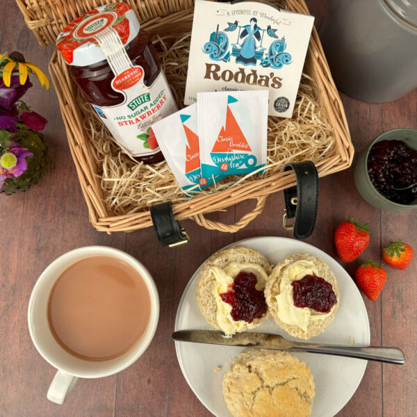 Low Sugar Cream Tea for Two Hamper - Afternoon Tea Delivery - Wicker Hamper