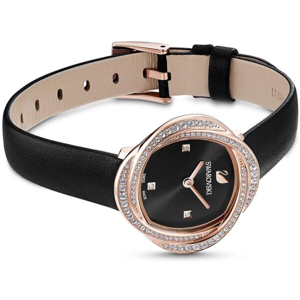 Swarovski 5552421 Crystal  Leather Strap Black Rose Gold Tone Women's Watch - Image 3