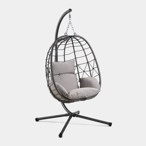 Tivoli Grey Faux Rattan Hanging Egg Chair