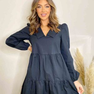 Urban Bliss Tamara Collar Detail V-Neck Smock Black / 10