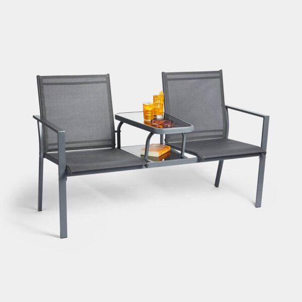 Textoline Grey Love Seat - Garden Furniture - VonHaus