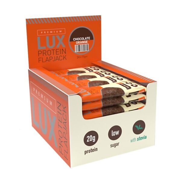 12 Bars x 75g Protein Flapjacks Bars Premium LUX Chocolate Orange