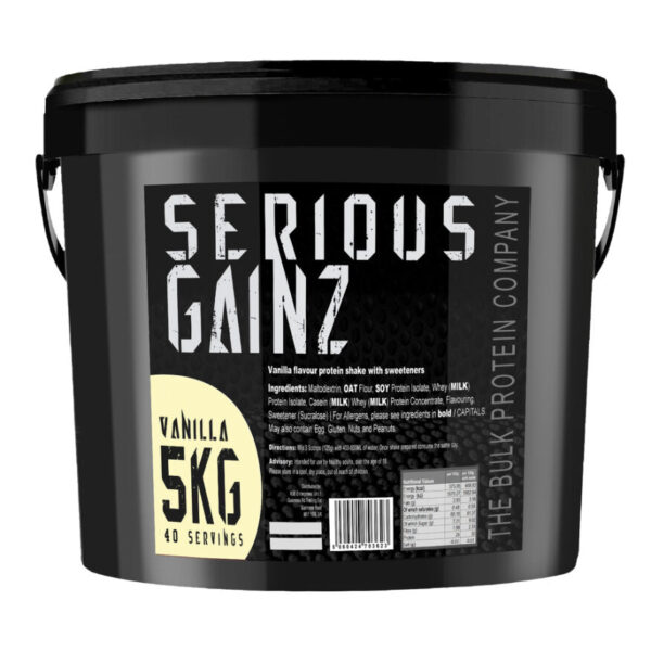 5kg Mass Gainer Protein Powder Vanilla - Serious Gainz - The Bulk Protein Company