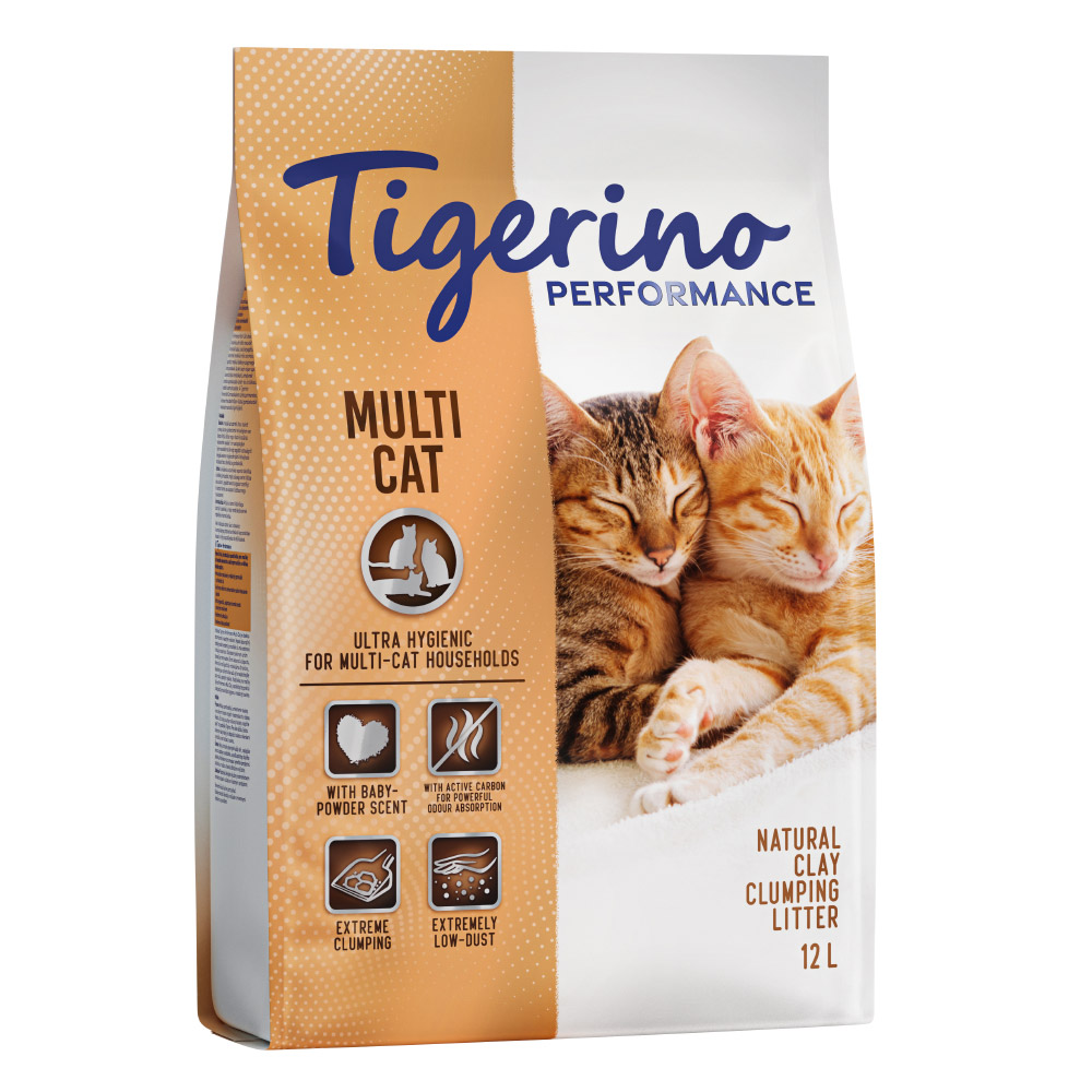 Tigerino Performance Multi-Cat Litter – Baby Powder Scent - Economy Pack: 2 x 12 litre