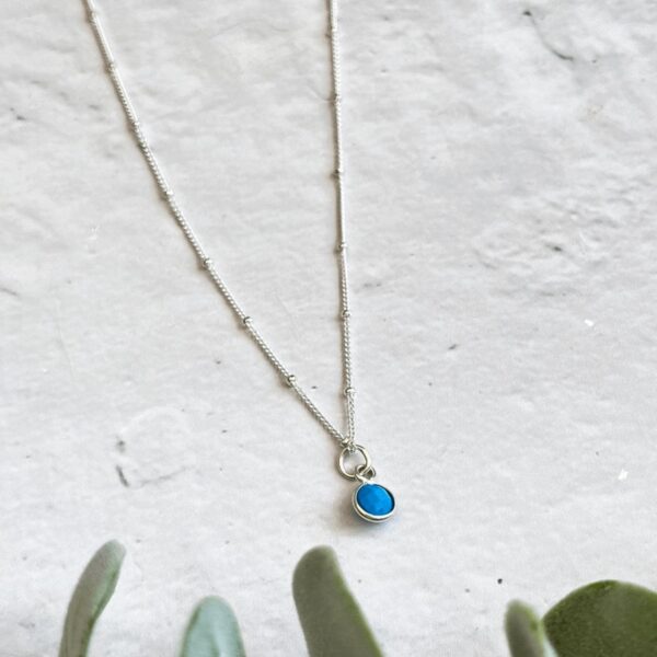 Turquoise Dec Birthstone Necklace | Metal: Sterling Silver | Necklace Length: 16 Inch