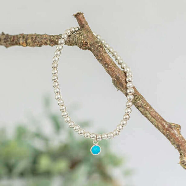 Turquoise December Birthstone Bracelet | Metal: Sterling Silver | Size: 17.5cm