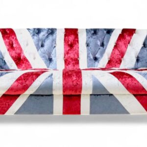 Union Jack Chesterfield 3 Seater Luxury Velvet Fabric Sofa