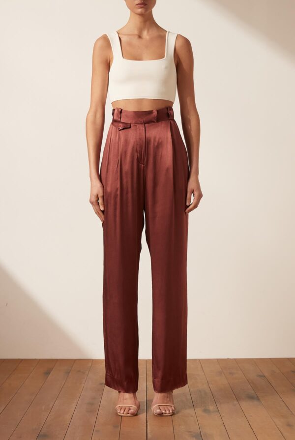 Shona Joy THALIA HIGH WAISTED TAILORED PANT - SANGRIA - UK6 Sangria