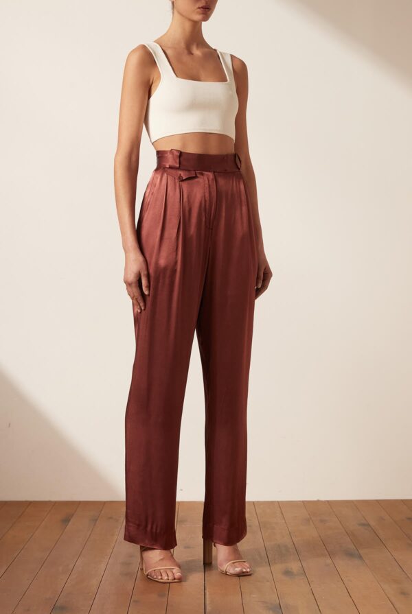 Shona Joy THALIA HIGH WAISTED TAILORED PANT - SANGRIA - UK14 Sangria - Image 3