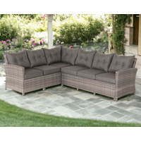 Sorrento Rattan Garden Corner Sofa in Grey with Grey Cushions - Sorrento - Rattan Direct