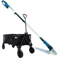 Hyundai Cordless Pole Saw, Pruner, 2.3m Long Reach, 20V 2Ah Li-Ion Battery & GardenTek Folding Trolley on Wheels, Garden Trolley 120kg