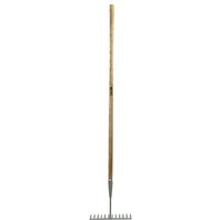 JCB 12 Teeth Heritage Garden Rake, Heavy-duty Carbon Steel and Ash Wood Shaft