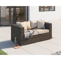 2 Seater Rattan Garden Sofa in Truffle Brown & Champagne - Ascot - Rattan Direct