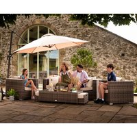 3 Seater Rattan Garden Sofa Set in Truffle Brown & Champagne - Ascot - Rattan Direct