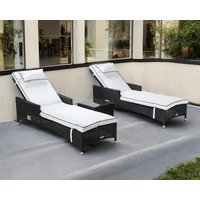 Cambridge Rattan Garden Sun Lounger Set in Black & White - Cambridge - Rattan Direct