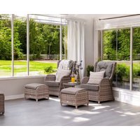 Reclining Rattan Conservatory Set in Grey - Fiji - Rattan Direct