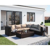 Rattan Lefthand Corner Sofa Set in Brown - Monaco - Rattan Direct