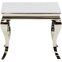 Louis White Glass & Polished Steel Lamp Table