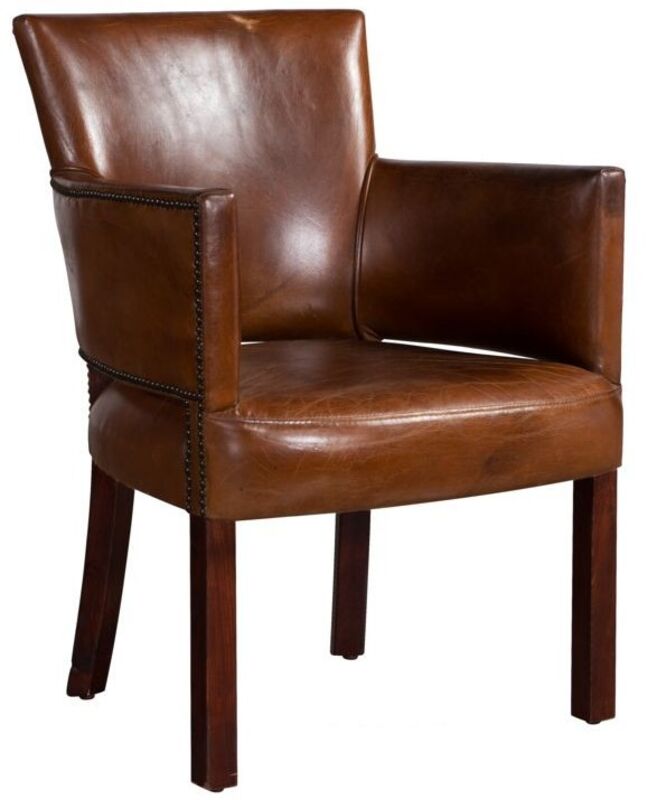 Vintage Distressed Leather Studded Courts Chair