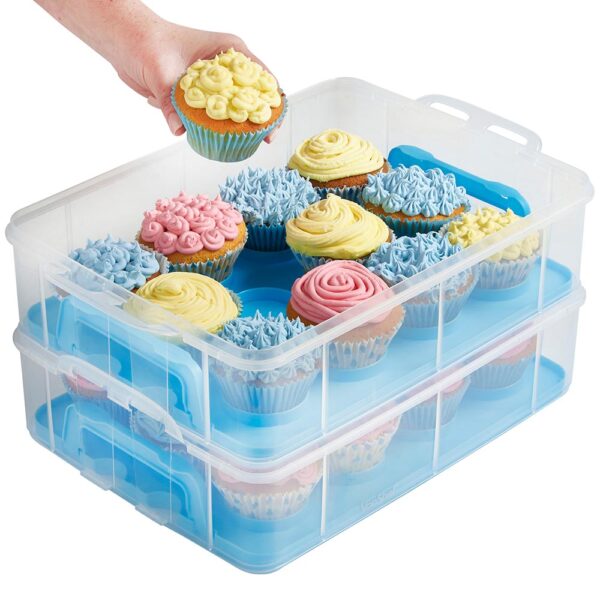 3 Tier Cupcake Carrier Blue - Image 4