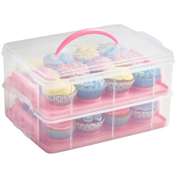 3 Tier Cupcake Carrier Pink - Image 3