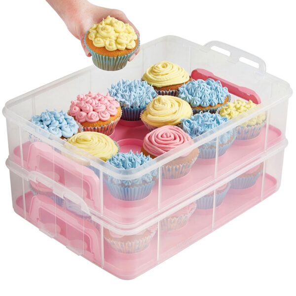 3 Tier Cupcake Carrier Pink - Image 4