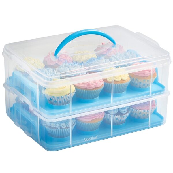 3 Tier Cupcake Carrier Blue - Image 3