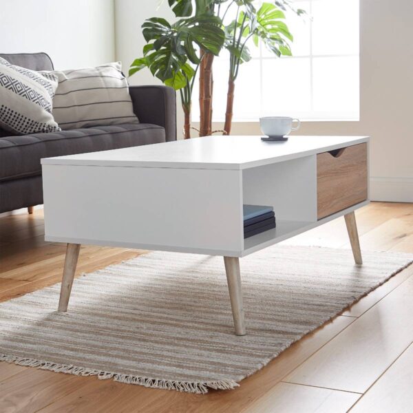 White  Oak Effect Coffee Table - Image 4