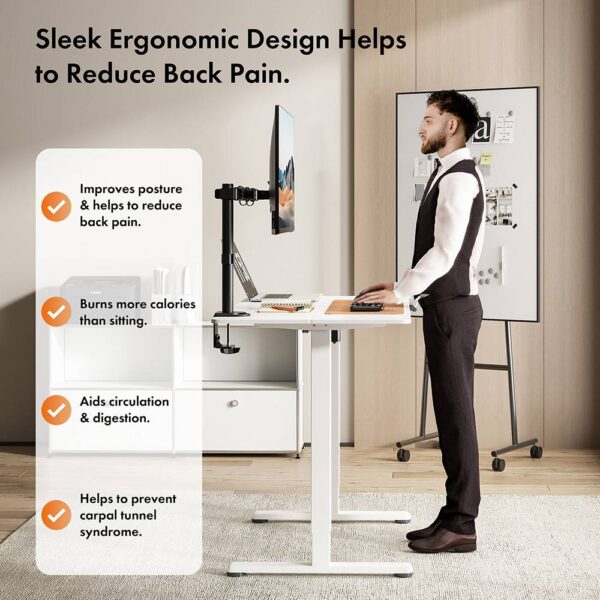 White Standing Desk 100x60cm - Image 3