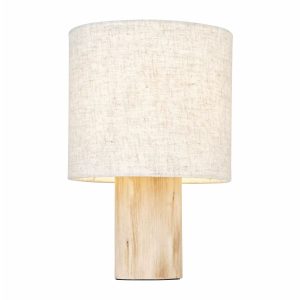 Wooden Table Lamp With Linen Shade - Funky Chunky Furniture