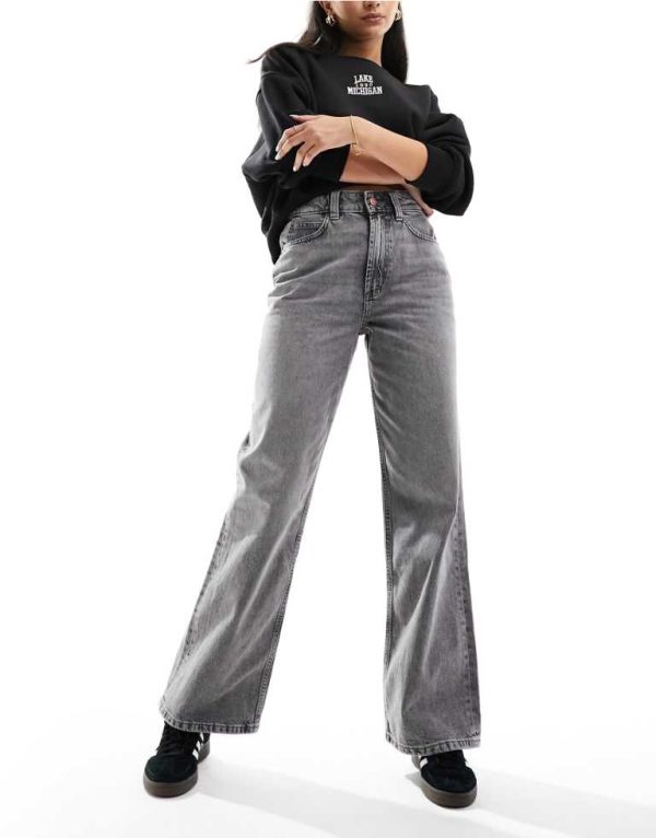 ASOS DESIGN Womens wide leg dad jeans in grey - Size 24W/34L