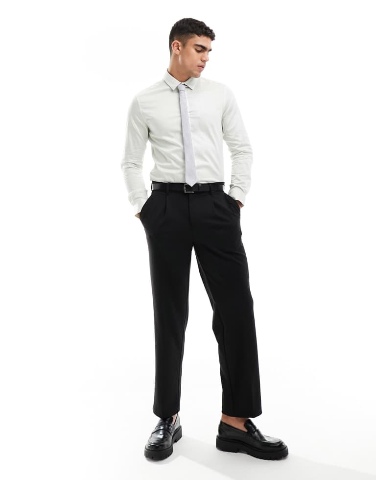 ASOS DESIGN Mens Wedding slim sateen shirt in ivory-White - Size 2XL