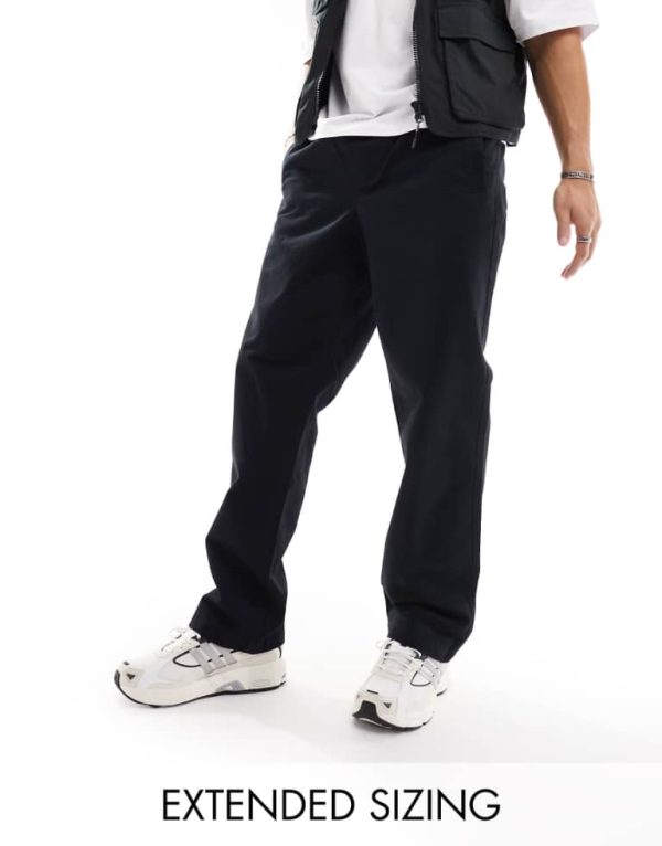 ASOS DESIGN Mens relaxed pull on trouser in black with elasticated waist - Size X-Small