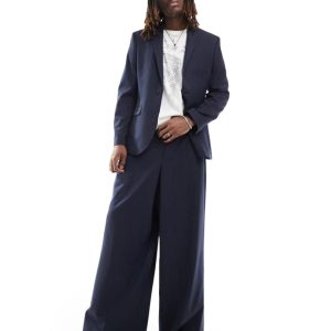 ASOS DESIGN Mens regular suit jacket in navy pinstripe - Blue - Size 34 (Chest)