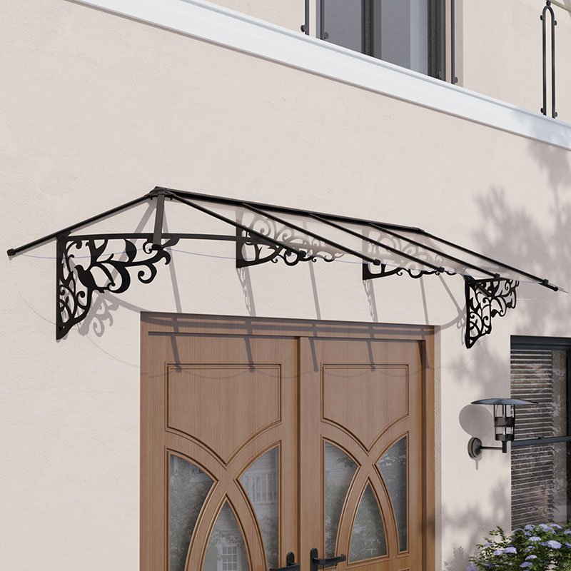 12â2 x 2â11 Palram Canopia Lily 3600 Black Clear Large Door Canopy (3.7m x 0.88m)